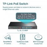 TP-Link TL-SL1218MP V2 Неуправляемый коммутатор PoE на 16 портов 10/100 Мбит/с и 2 гигабитных порта