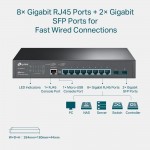 TP-Link TL-SG3210 V3 JetStream 8‑портовый гигабитный управляемый коммутатор L2+ с 2 SFP‑слотами